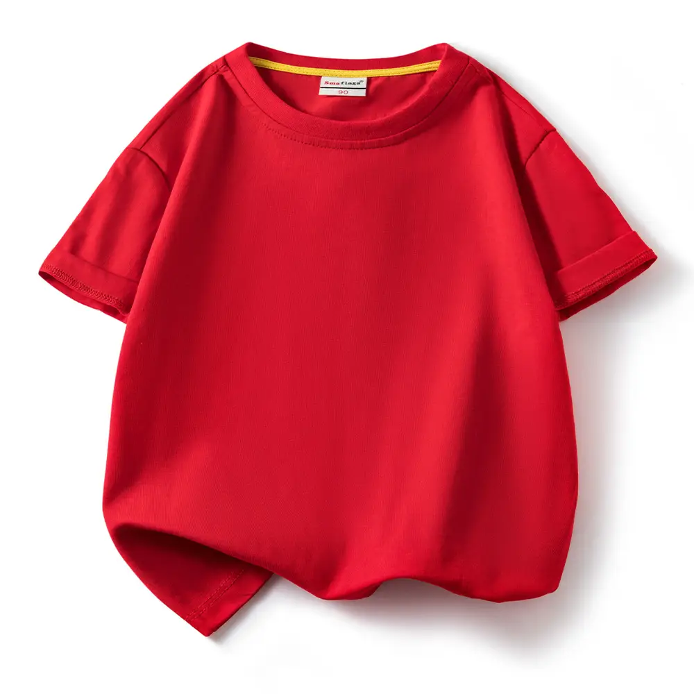 Children's Light Blue Cotton T-Shirt Summer Short Sleeve - Image 4