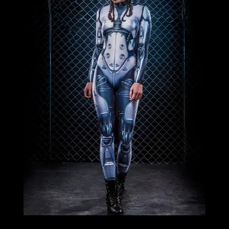 Cyberpunk 3D Printed Red Black Tights Cosplay Suit - Image 2