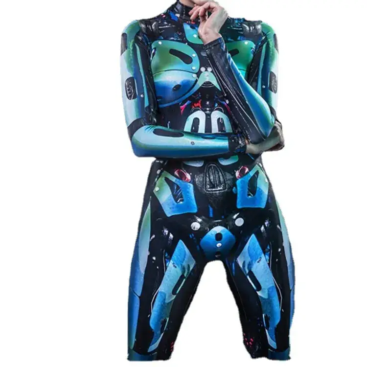 Cyberpunk 3D Printed Red Black Tights Cosplay Suit - Image 11