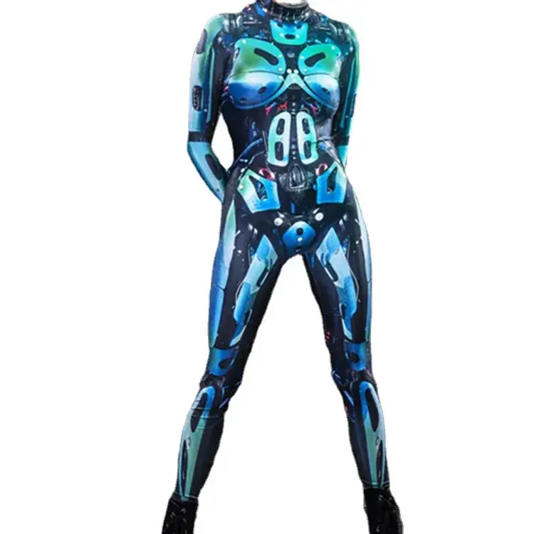 Cyberpunk 3D Printed Red Black Tights Cosplay Suit - Image 12