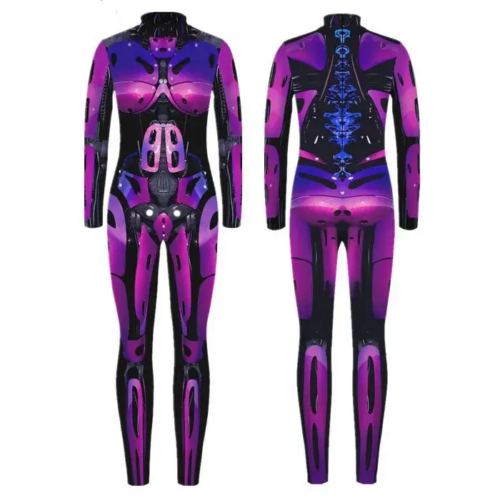 Cyberpunk 3D Printed Red Black Tights Cosplay Suit - Image 4