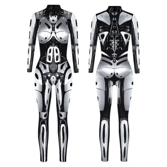 Cyberpunk 3D Printed Red Black Tights Cosplay Suit - Image 8