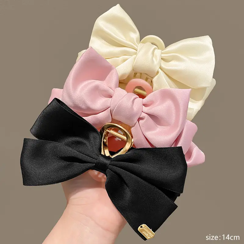 Pink Bow Hair Clip for Women Large Size - Image 10