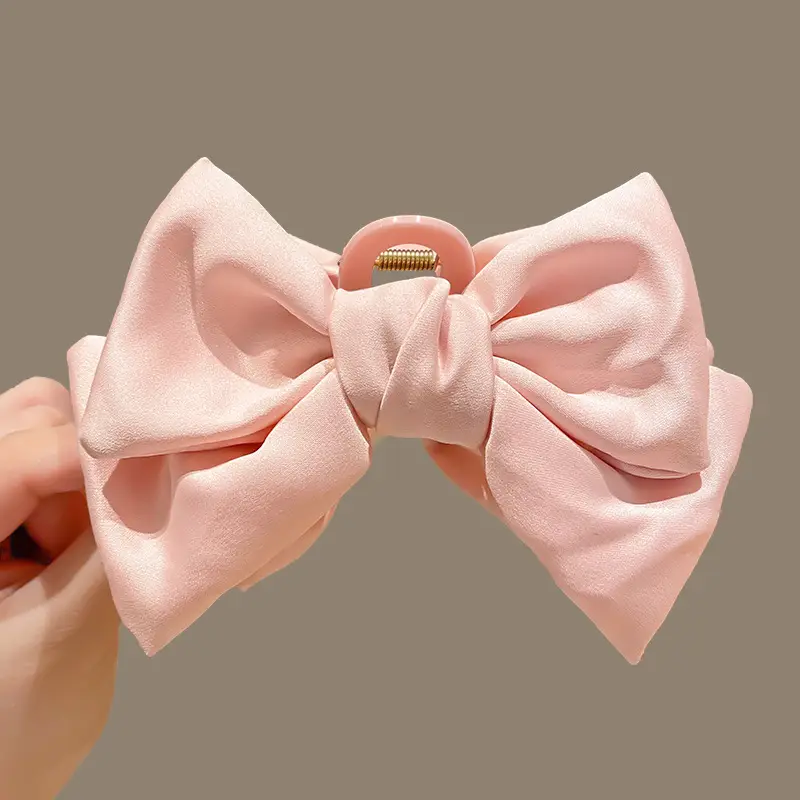 Pink Bow Hair Clip for Women Large Size - Image 2