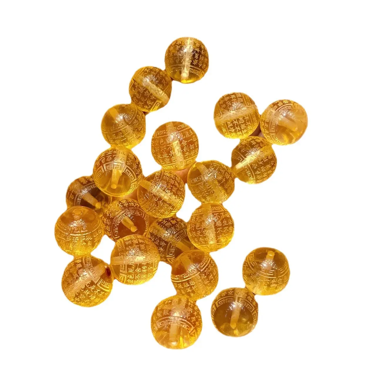 Natural Russian Amber Heart Sutra Beads Water Purification Gold Amber Loose Beads - Image 5