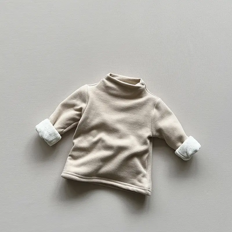 Winter Fleece Striped Coat for Boys Girls Korean Half-high Neck Warm — feature 9