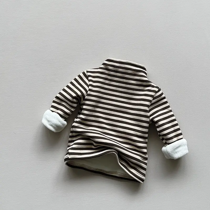 Winter Fleece Striped Coat for Boys Girls Korean Half-high Neck Warm — feature 12