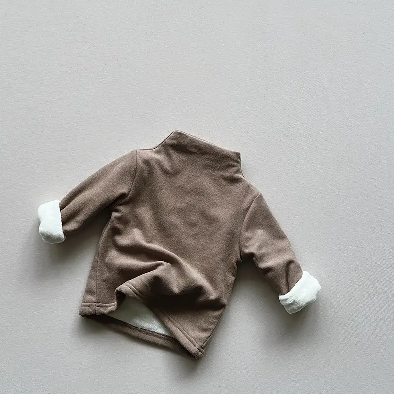Winter Fleece Striped Coat for Boys Girls Korean Half-high Neck Warm - Image 2