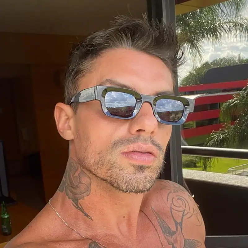 Pink Square Sun Glasses for Women Men Casual Wear