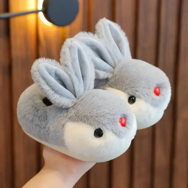 Children's Cotton Slippers Girls Cute Cartoon Rabbit Indoor Home Kids Baby Bag Heel Cotton Shoes Autumn and Winter Boys