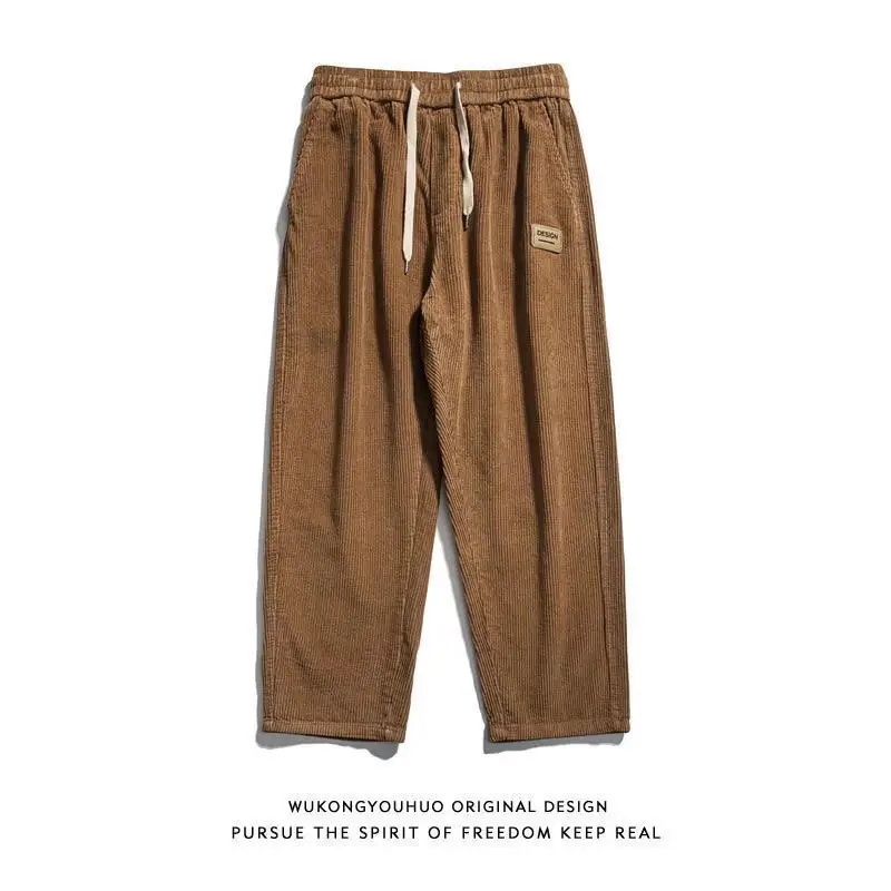 Fleece-lined Warm Pants Men Black Loose Large