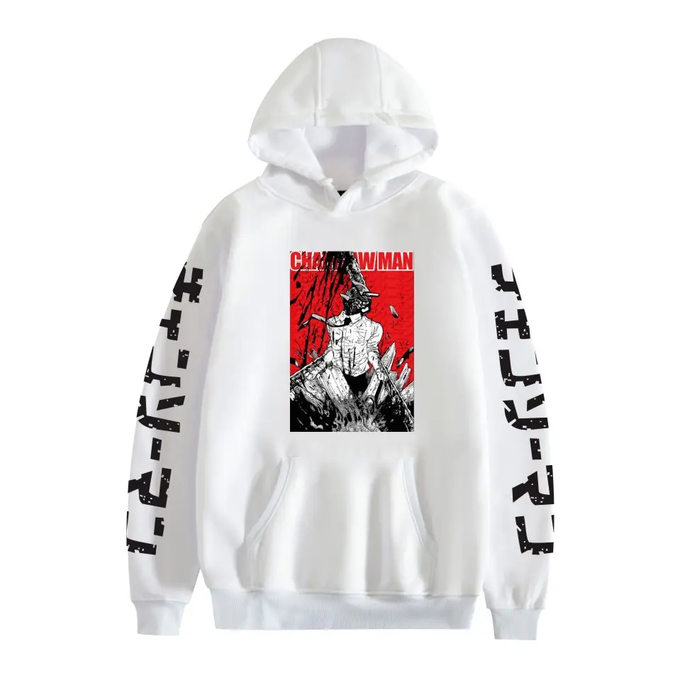 Red Chainsaw Man Hoodie Men Sweatshirt