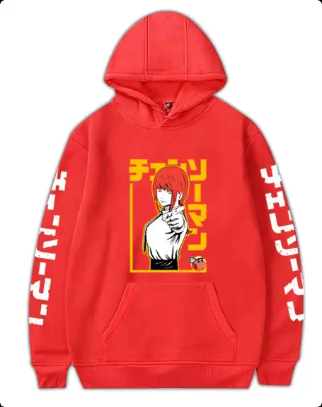 Red Chainsaw Man Hoodie Men Sweatshirt