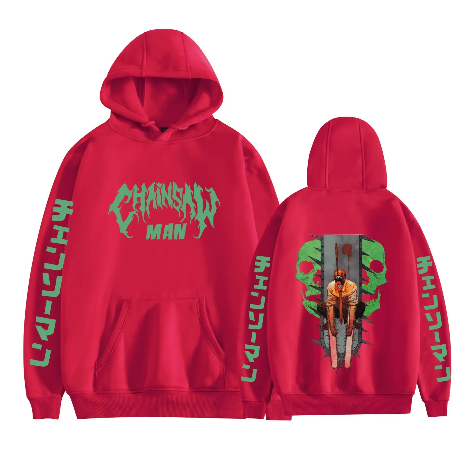 Red Chainsaw Man Hoodie Men Sweatshirt