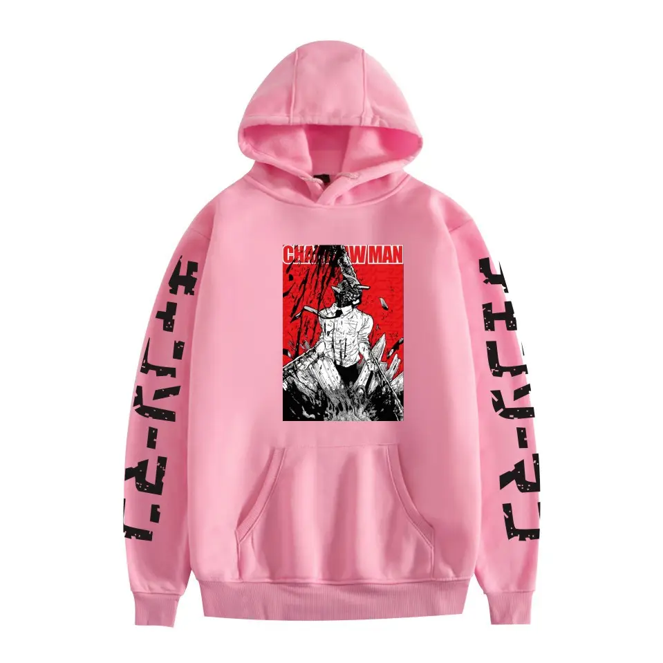 Red Chainsaw Man Hoodie Men Sweatshirt