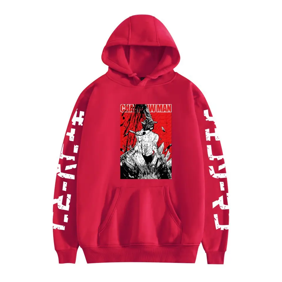 Red Chainsaw Man Hoodie Men Sweatshirt