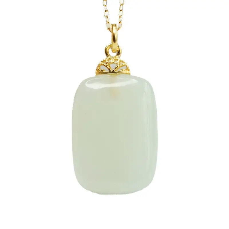 Guan Yu S925 Silver Inlaid Natural Hetian Jade Pendant