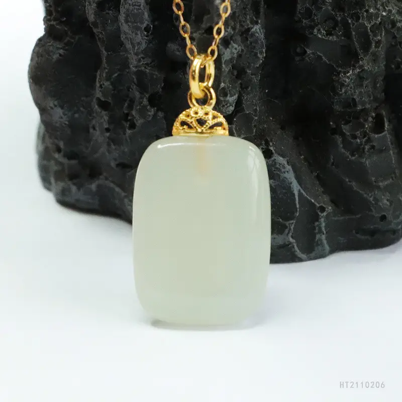 Guan Yu S925 Silver Inlaid Natural Hetian Jade Pendant