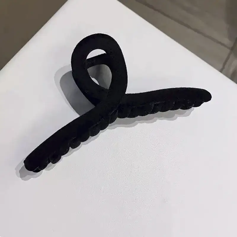 Black Flocking Hair Clip with Rose Design - Image 5