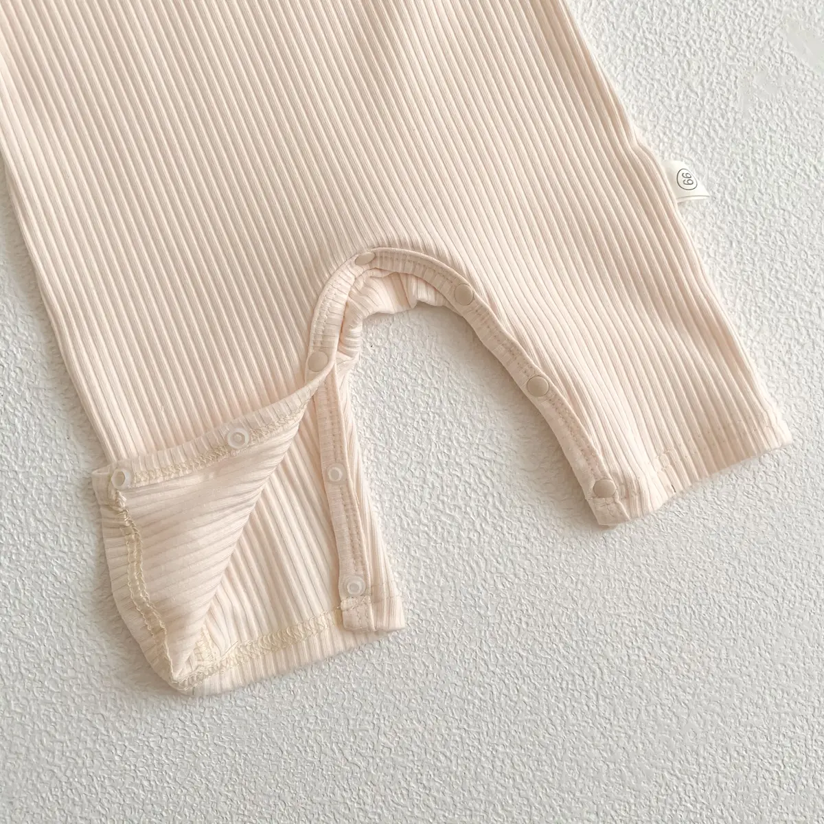 Baby White Pit Strip Jumpsuit with Bear Patch — feature 10
