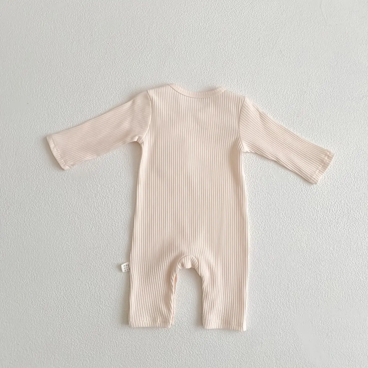 Baby White Pit Strip Jumpsuit with Bear Patch — feature 11