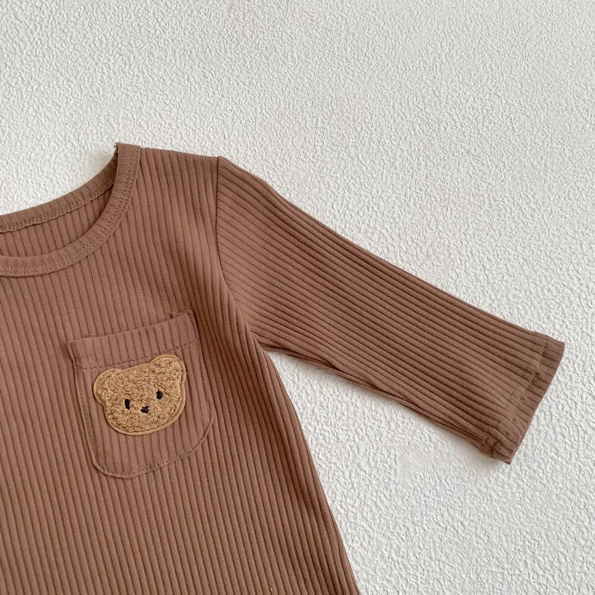 Baby White Pit Strip Jumpsuit with Bear Patch — feature 14