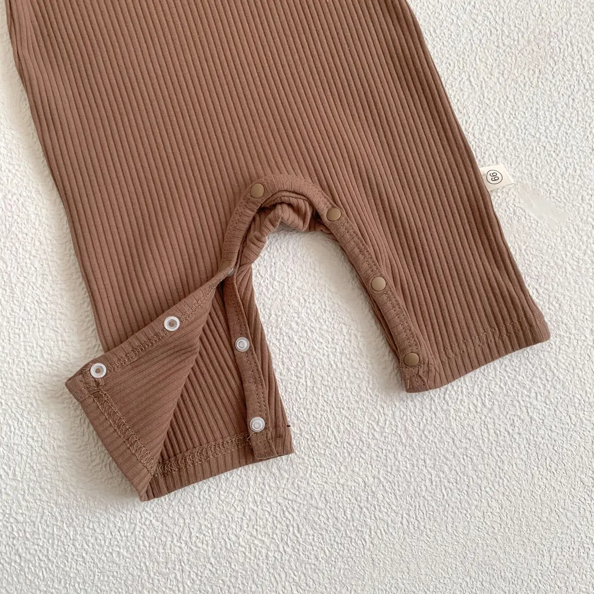 Baby White Pit Strip Jumpsuit with Bear Patch — feature 15