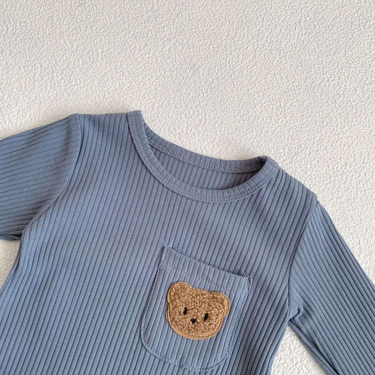 Baby White Pit Strip Jumpsuit with Bear Patch — feature 18