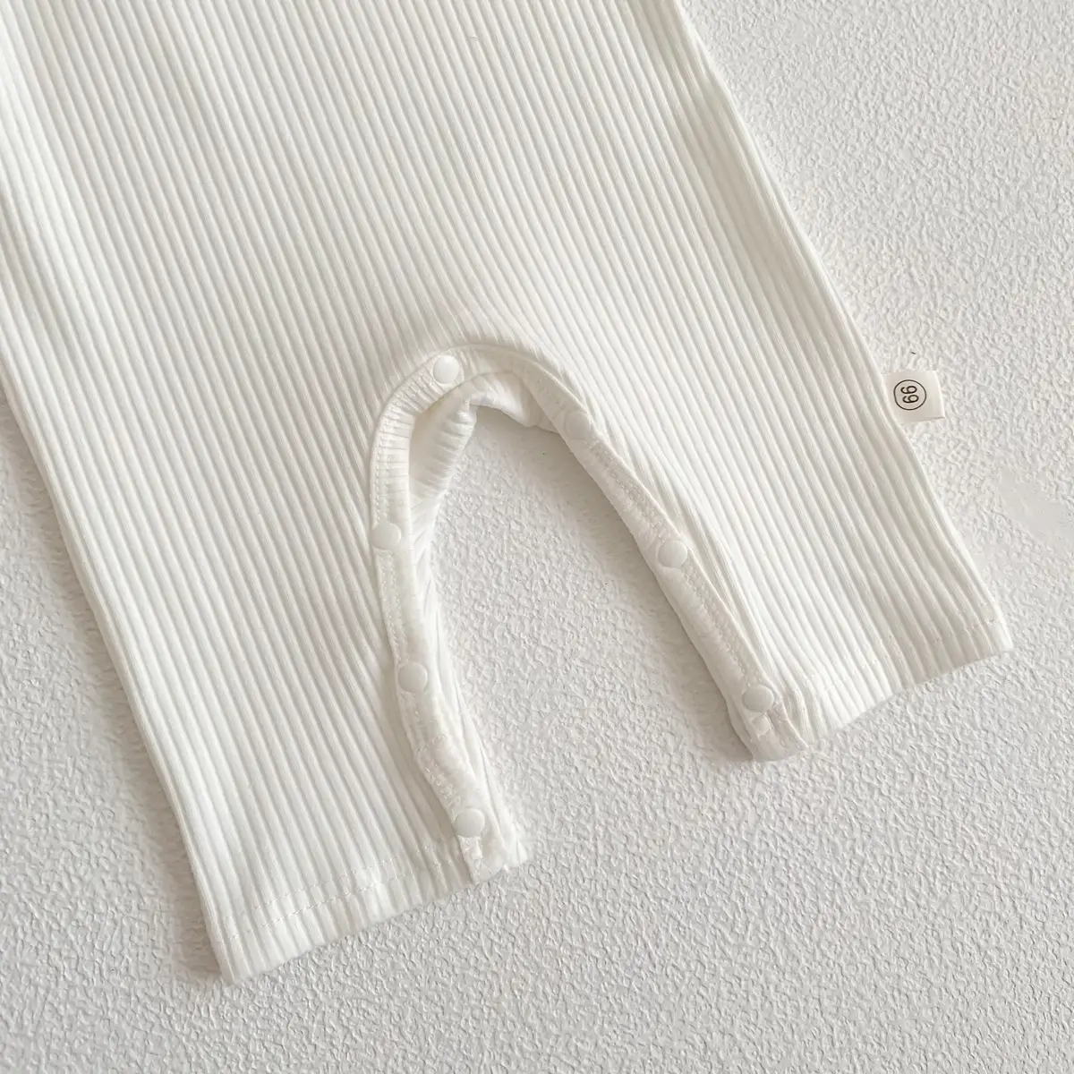 Baby White Pit Strip Jumpsuit with Bear Patch — feature 23