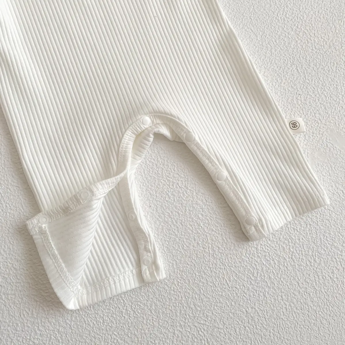 Baby White Pit Strip Jumpsuit with Bear Patch — feature 24