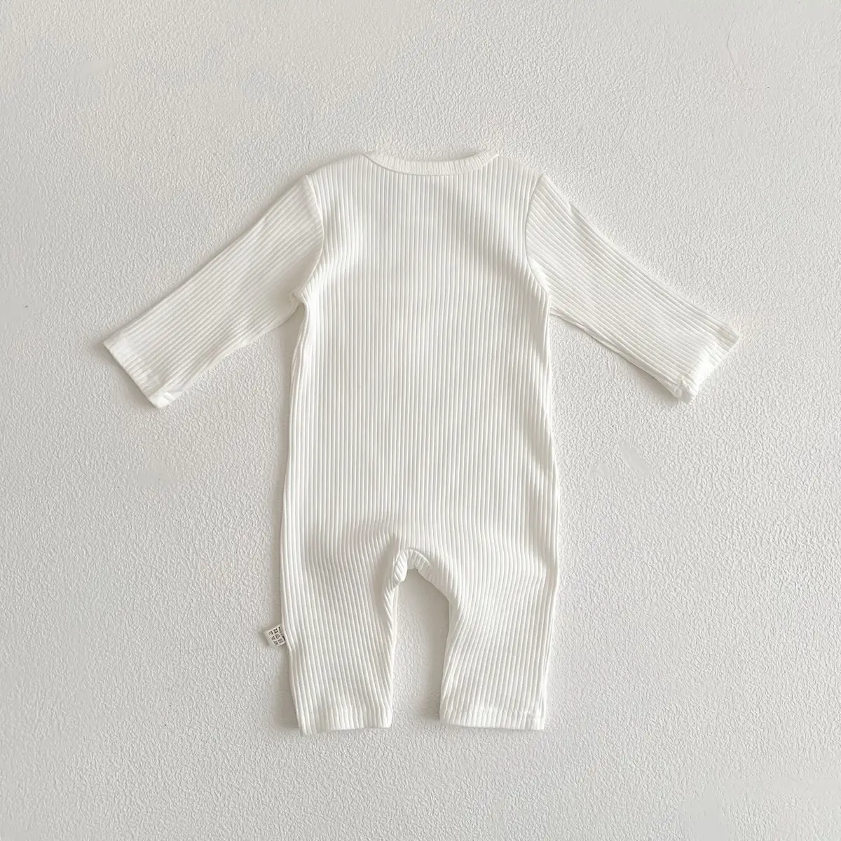 Baby White Pit Strip Jumpsuit with Bear Patch — feature 25