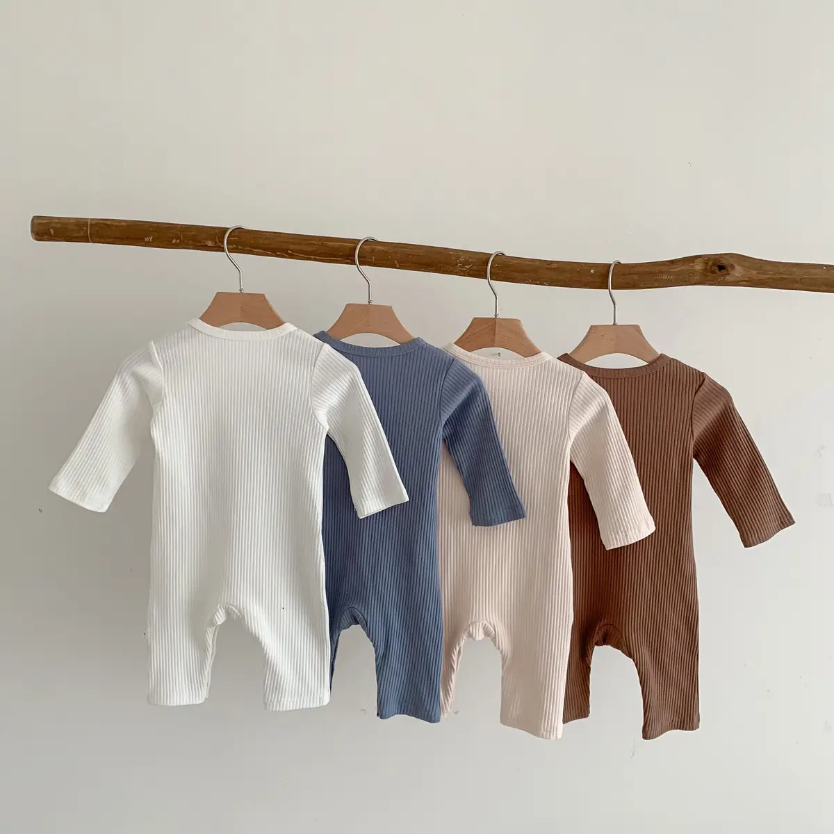 Baby White Pit Strip Jumpsuit with Bear Patch — feature 29