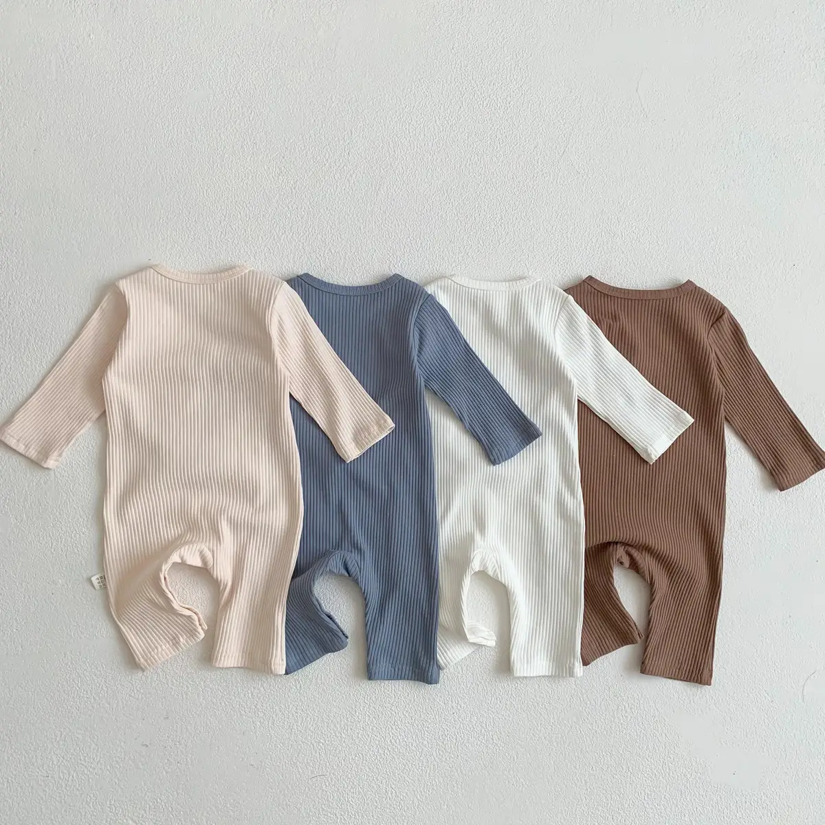 Baby White Pit Strip Jumpsuit with Bear Patch — feature 6