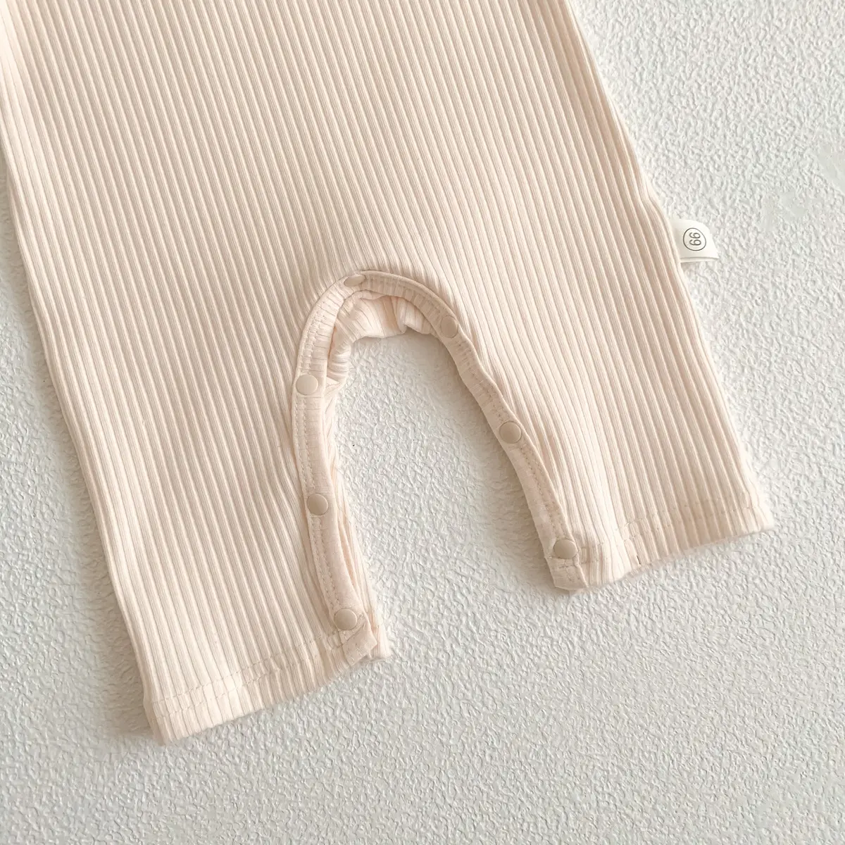 Baby White Pit Strip Jumpsuit with Bear Patch — feature 9