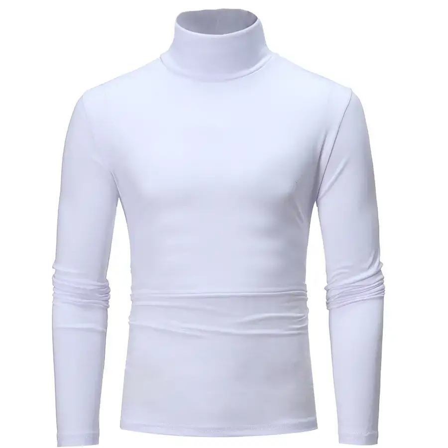 Men's Grey High Collar T-Shirt Plus Size - Image 9