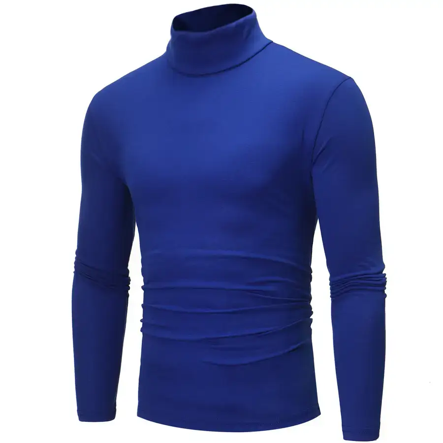 Men's Grey High Collar T-Shirt Plus Size - Image 11