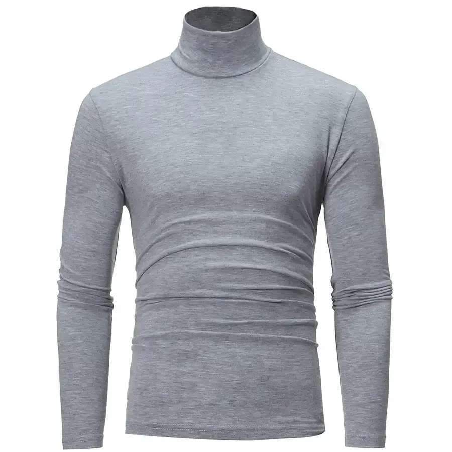Men's Grey High Collar T-Shirt Plus Size — feature 10