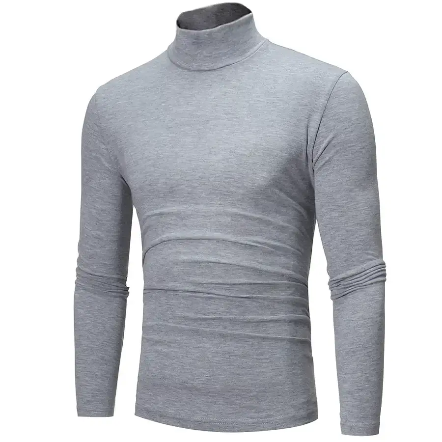Men's Grey High Collar T-Shirt Plus Size — feature 11