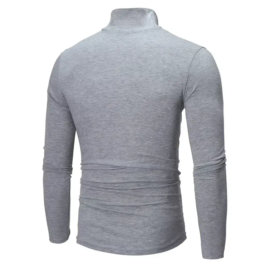 Men's Grey High Collar T-Shirt Plus Size — feature 12