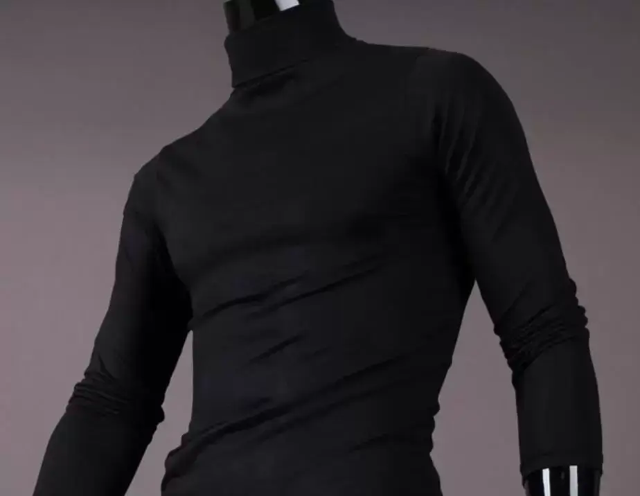 Men's Grey High Collar T-Shirt Plus Size — feature 14