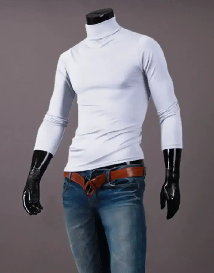 Men's Grey High Collar T-Shirt Plus Size — feature 19