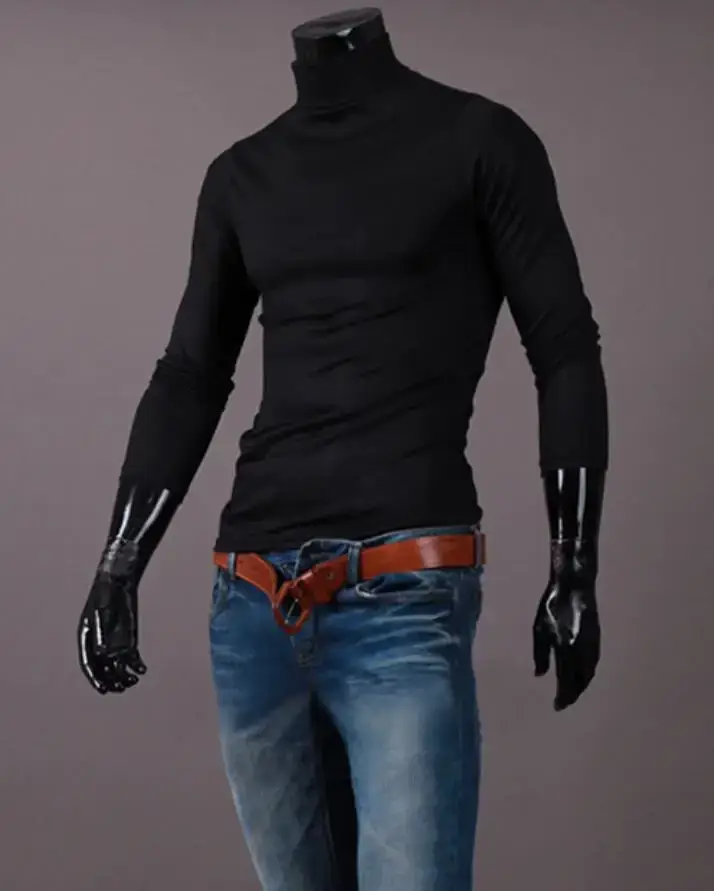 Men's Grey High Collar T-Shirt Plus Size — feature 20