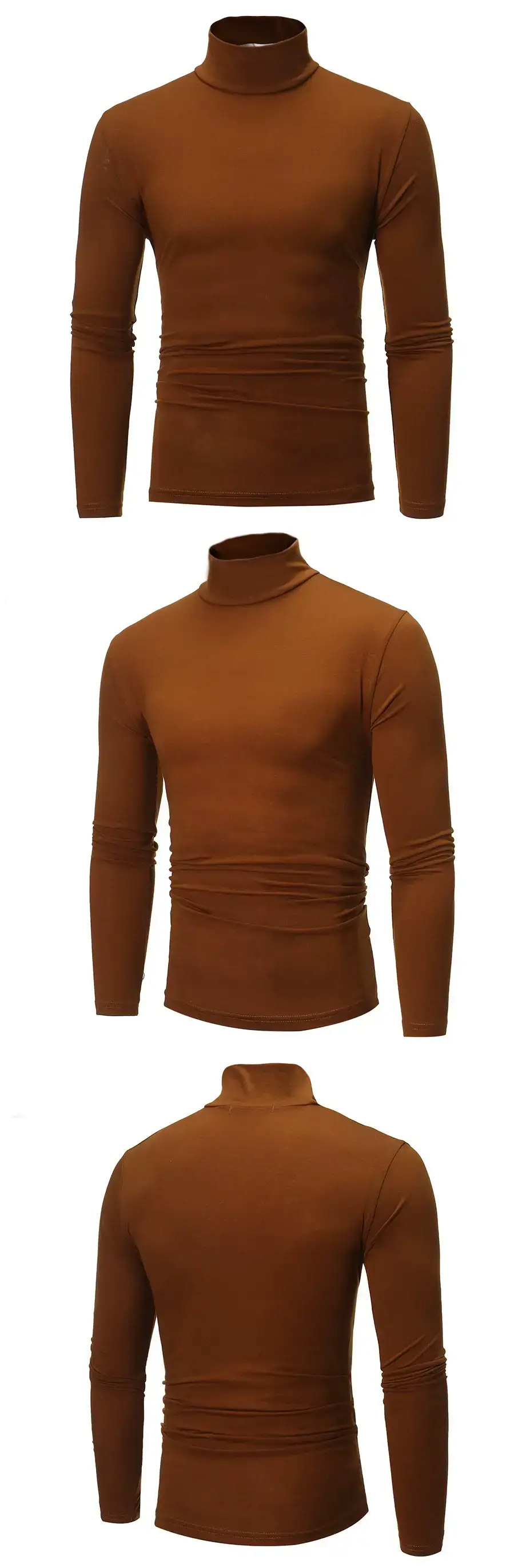 Men's Grey High Collar T-Shirt Plus Size — feature 4