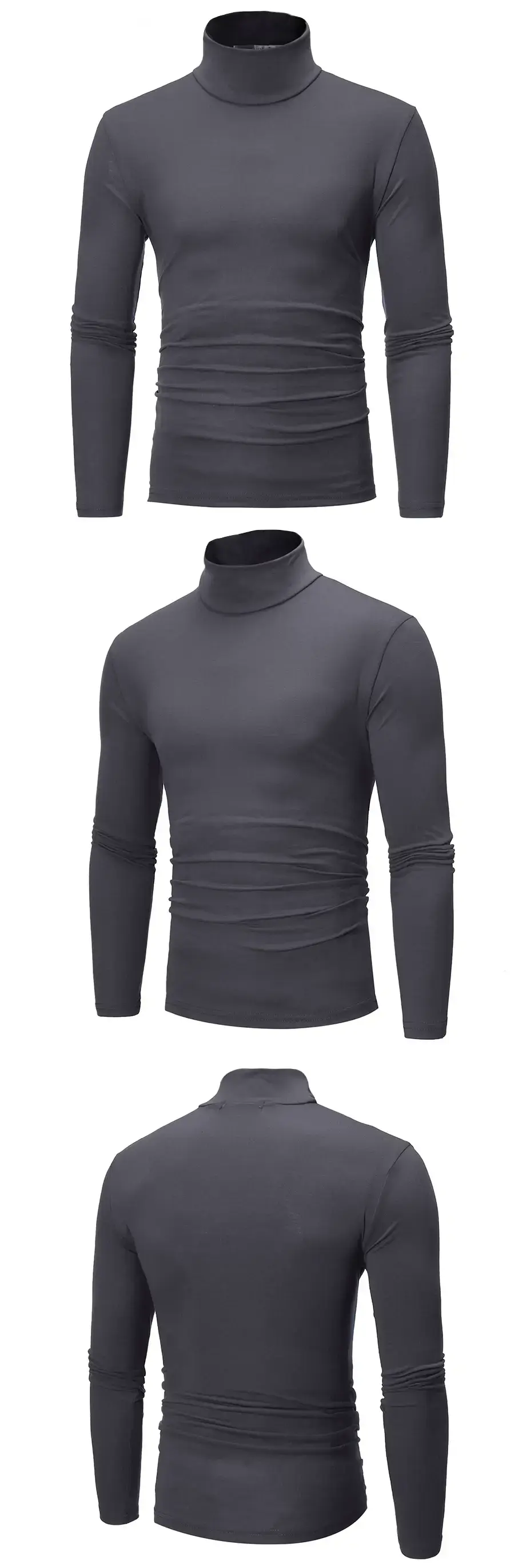 Men's Grey High Collar T-Shirt Plus Size — feature 6