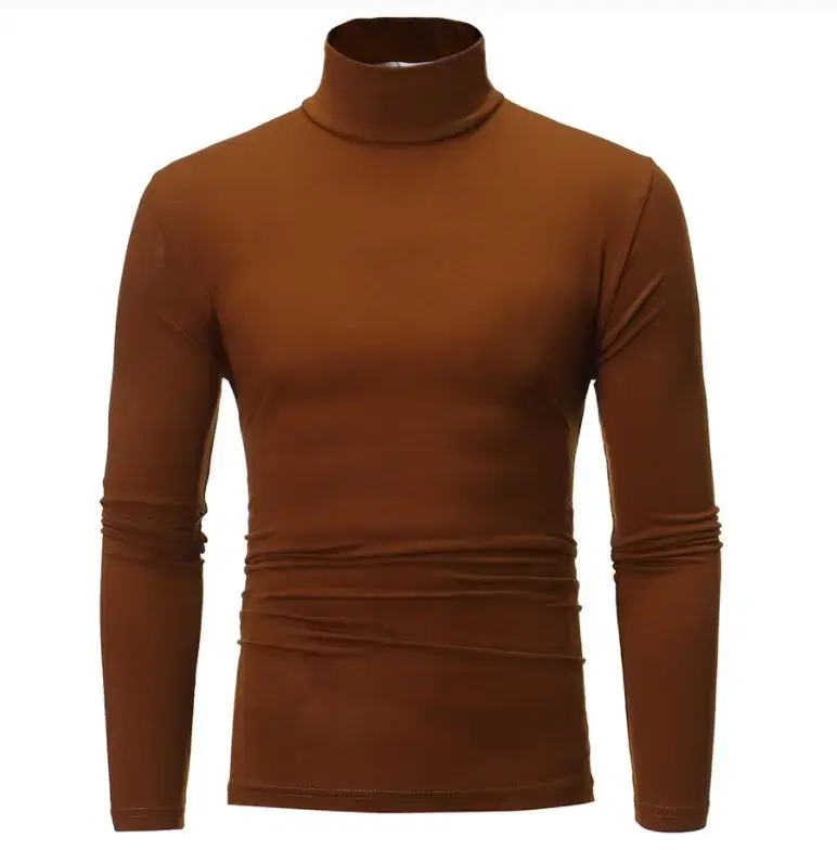 Men's Grey High Collar T-Shirt Plus Size - Image 6