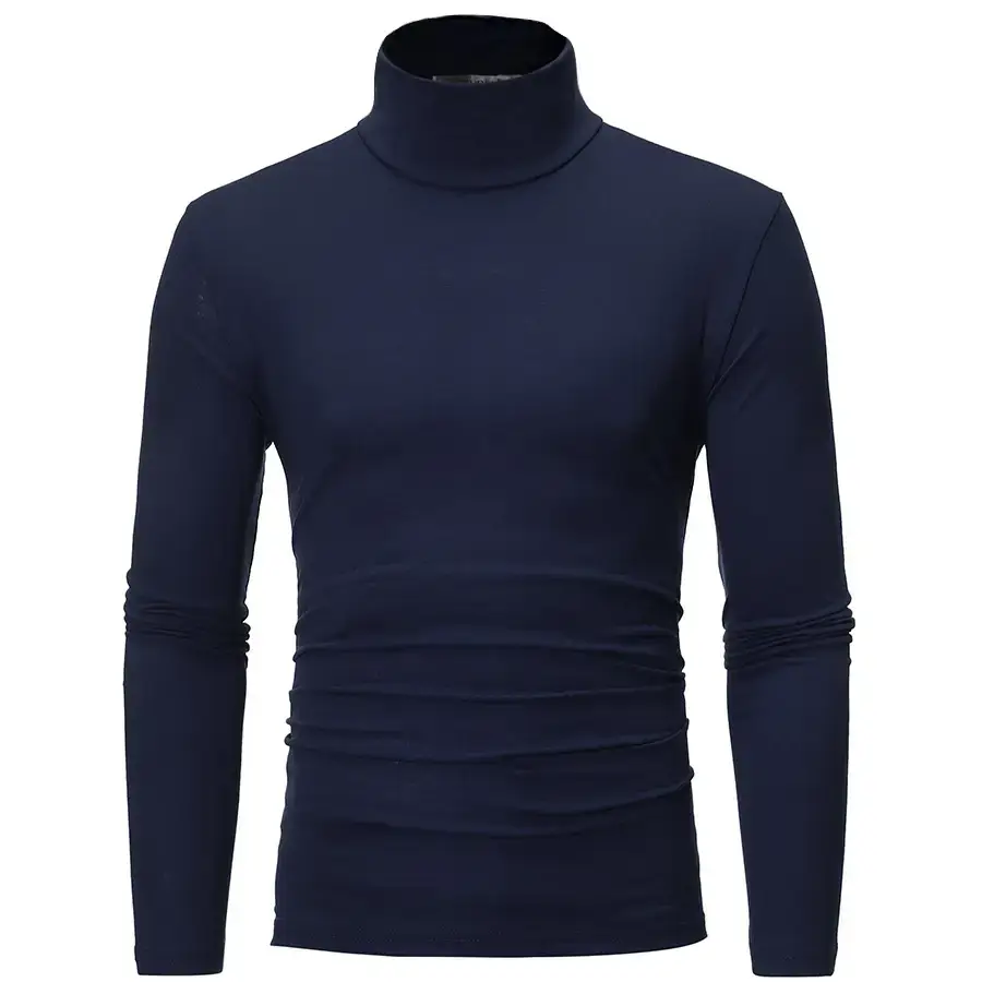 Men's Grey High Collar T-Shirt Plus Size - Image 7