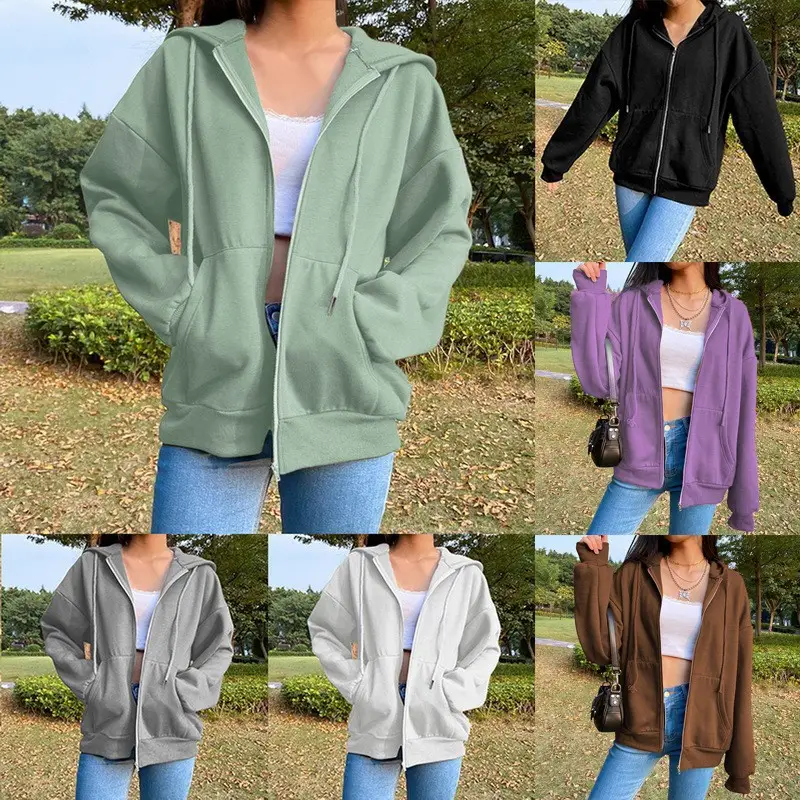Blue Zip-Up Hoodie for Women Plus Size - Image 11