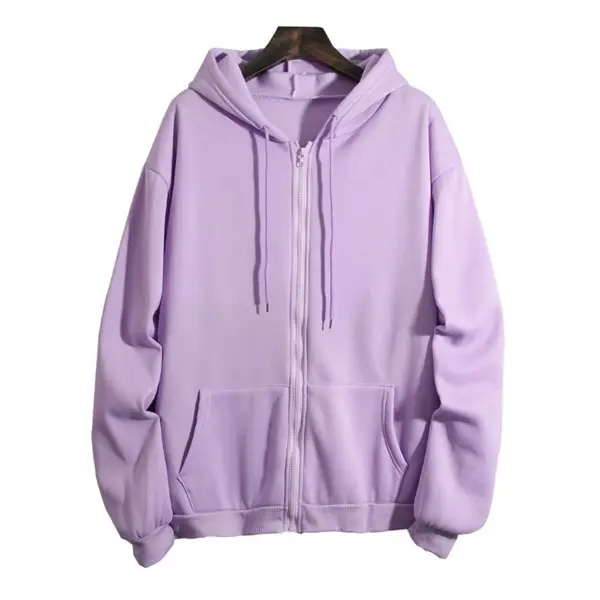Blue Zip-Up Hoodie for Women Plus Size - Image 4