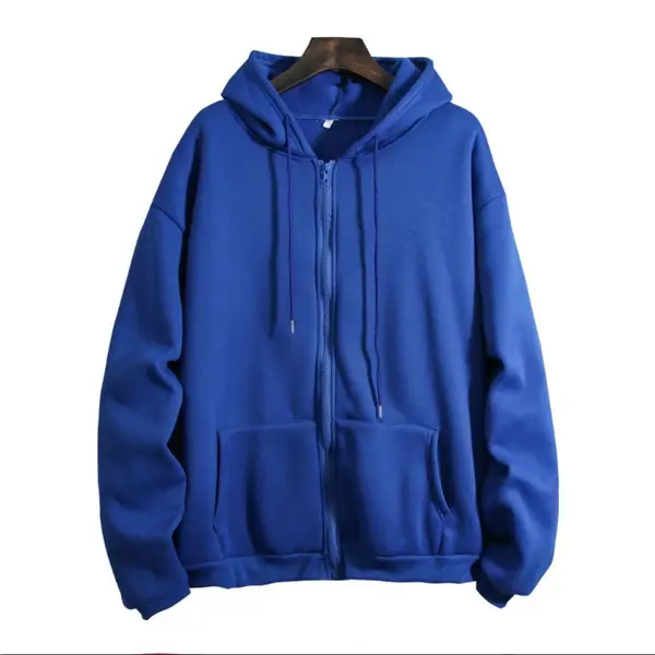 Blue Zip-Up Hoodie for Women Plus Size - Image 9