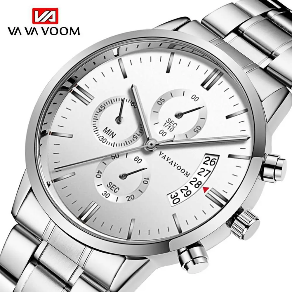 Men's Black Stainless Steel Calendar Quartz Watch - Image 9